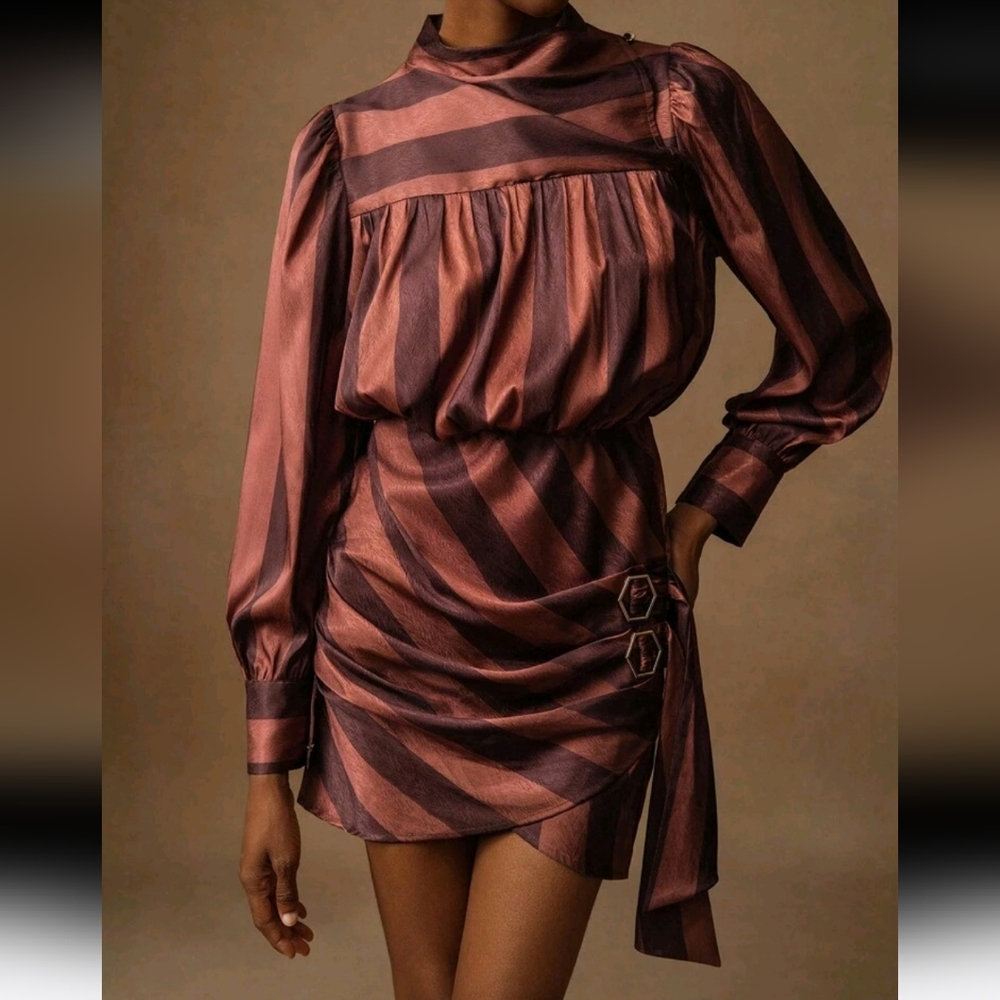 Women's Stand Collar Short Dress With Buckle Fall Cloth For Women